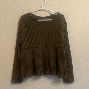 Old Navy Dark Olive Peplum Long Sleeve Top #227